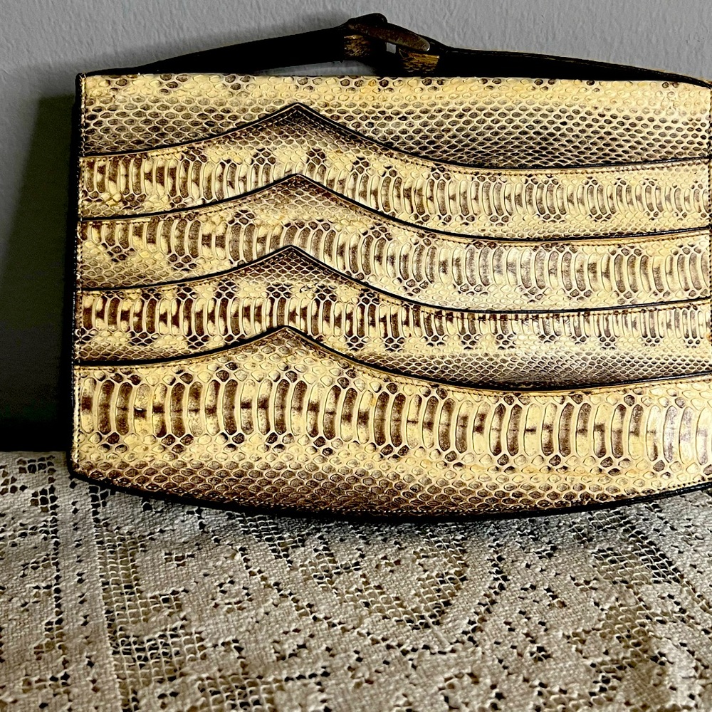 Vintage 1920s Snakeskin Large Clutch